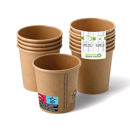 4 oz Paper cups (coated), Ø 62 mm, brown