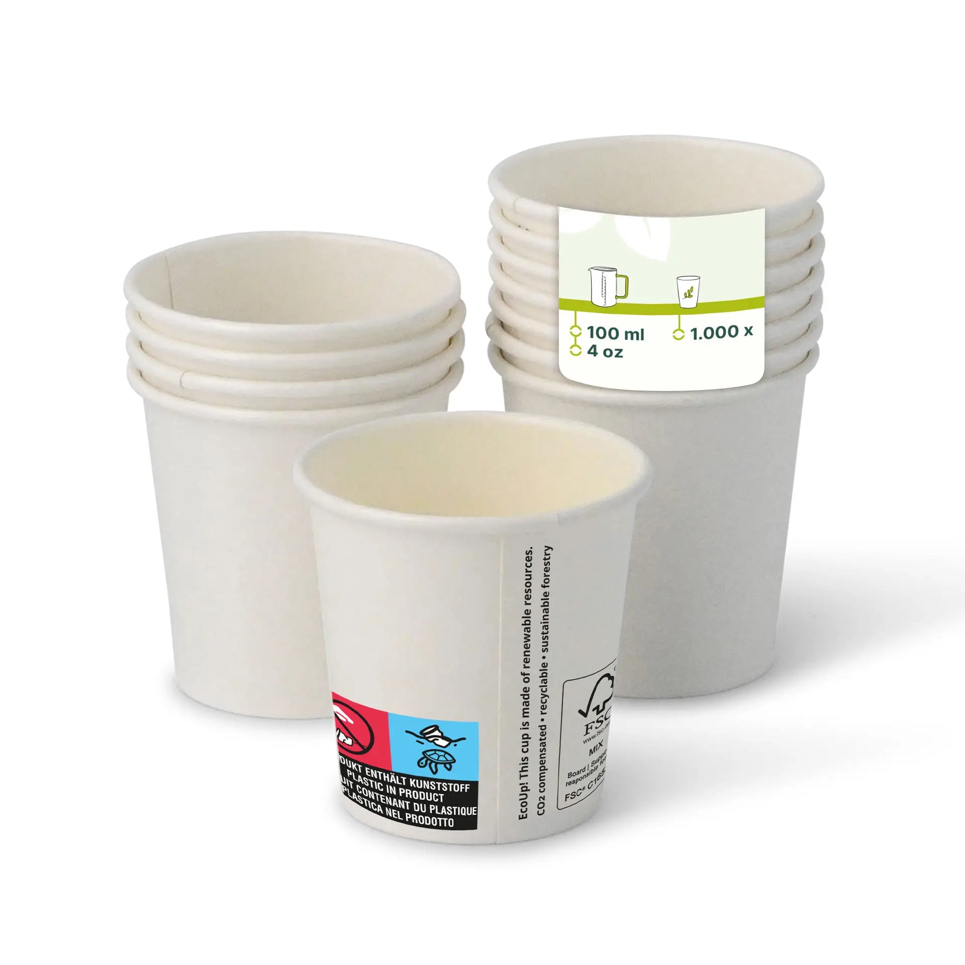 4 oz Paper cups (coated), Ø 62 mm, white