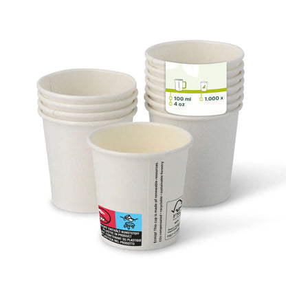 4 oz Paper cups (coated), Ø 62 mm, white