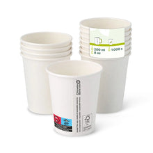 8 oz Paper cups (coated), Ø 80 mm, white