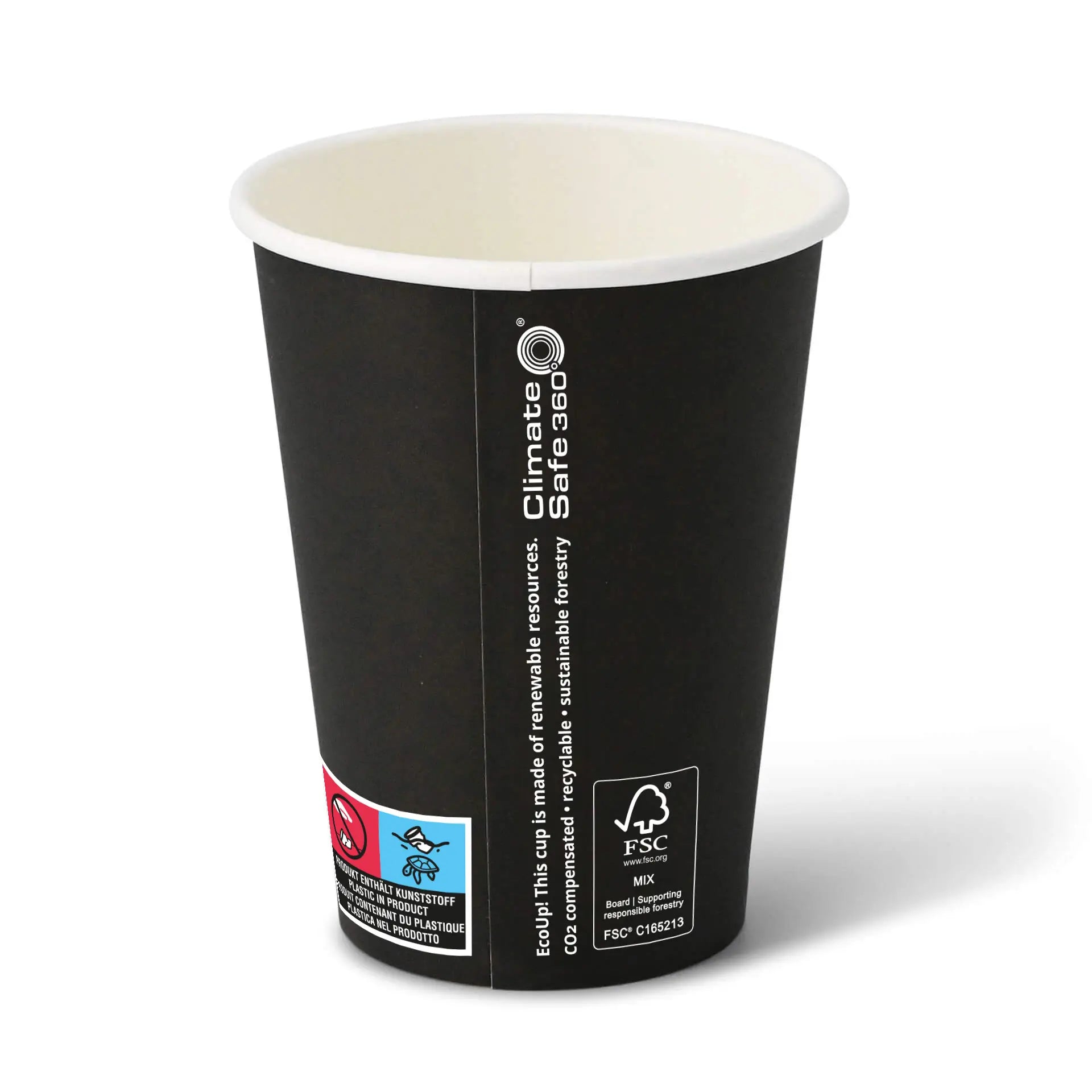 12 oz Paper cups (coated), Ø 90 mm, black