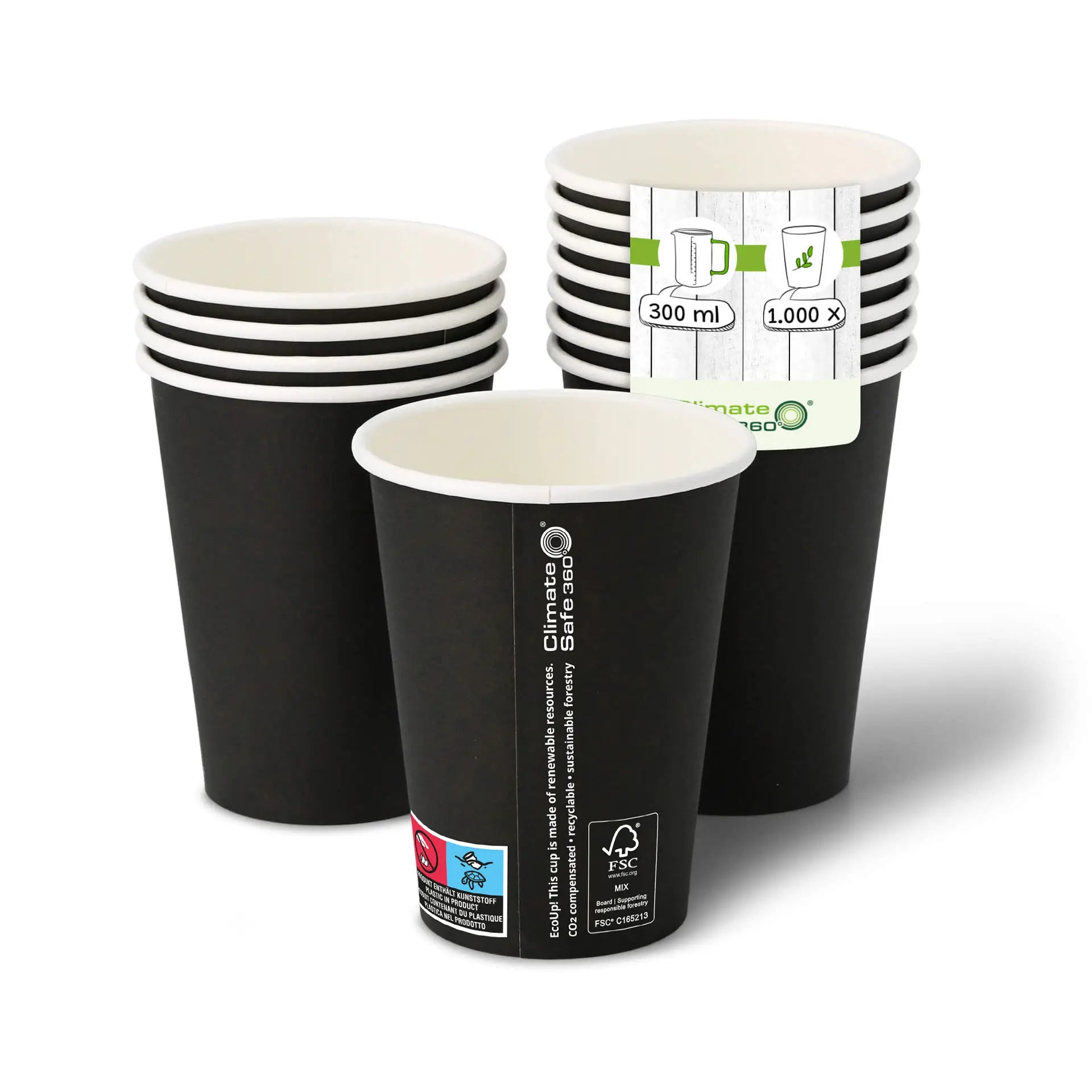12 oz Paper cups (coated), Ø 90 mm, black