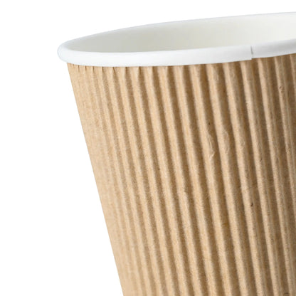 10 oz Take away coffee cups (coated) / Ripple cups, Ø 80 mm, brown, inner white