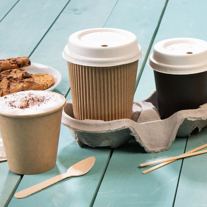 12 oz Take away coffee cups (coated) / Ripple cups, Ø 80 mm, brown, inner white