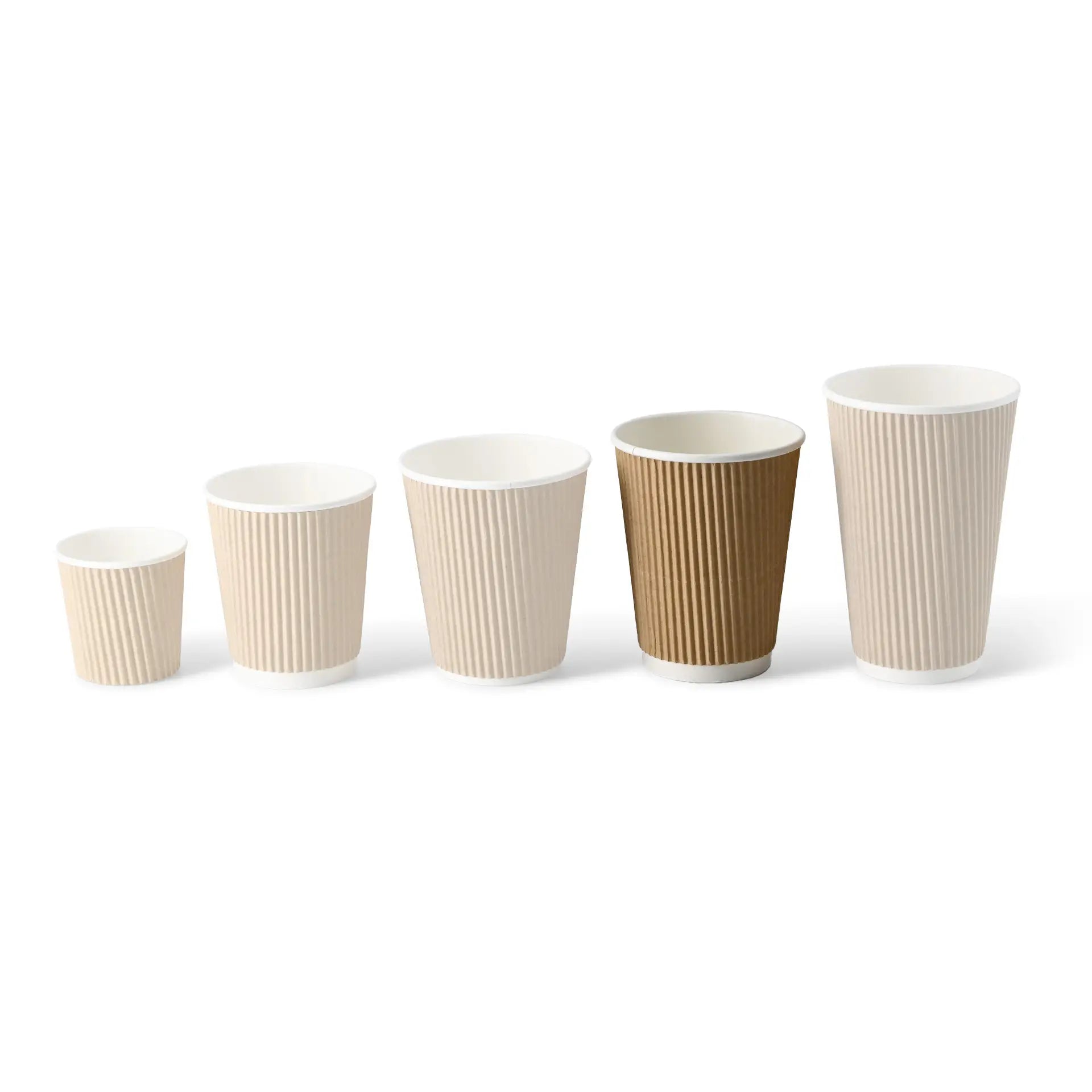 12 oz Take away coffee cups (coated) / Ripple cups, Ø 80 mm, brown, inner white