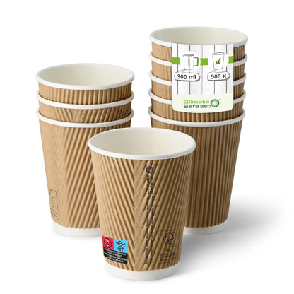 12 oz Take away coffee cups (coated) / Ripple cups, Ø 80 mm, brown, inner white