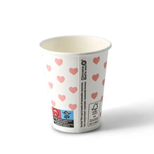 8 oz Paper cup printed with "Hearts" (coated), Ø 80 mm, white