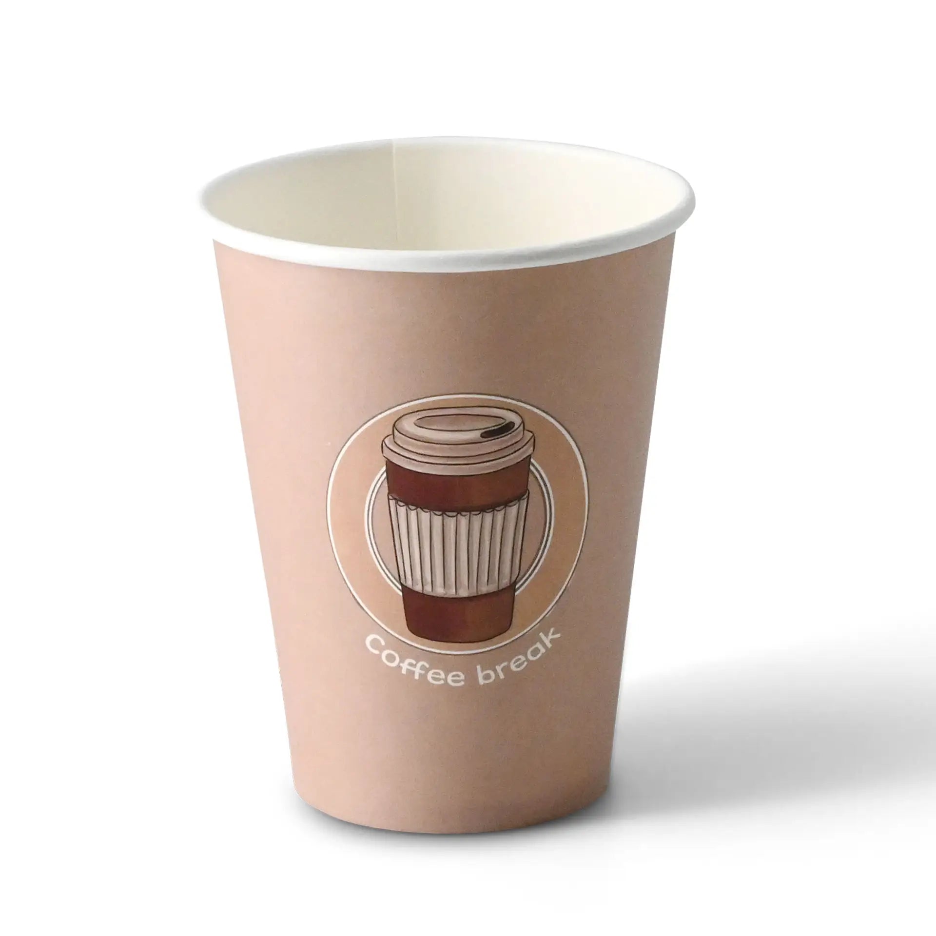 12 oz Paper cup printed with "Coffeebreak" (coated), Ø 80 mm, white