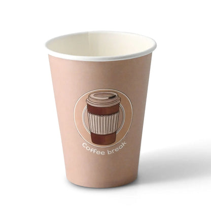12 oz Paper cup printed with "Coffeebreak" (coated), Ø 80 mm, white