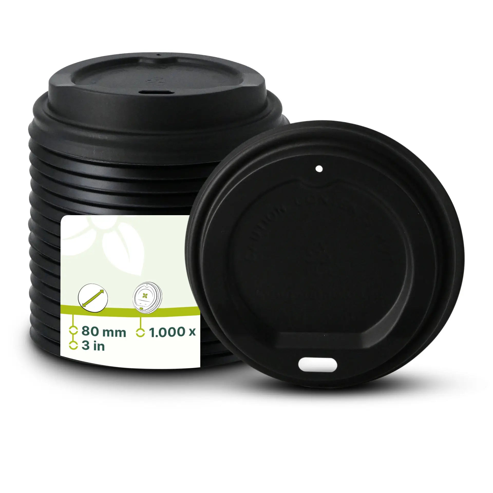 PS lid Ø 80 mm, black, drinking hole