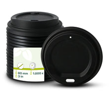 PS lid Ø 80 mm, black, drinking hole