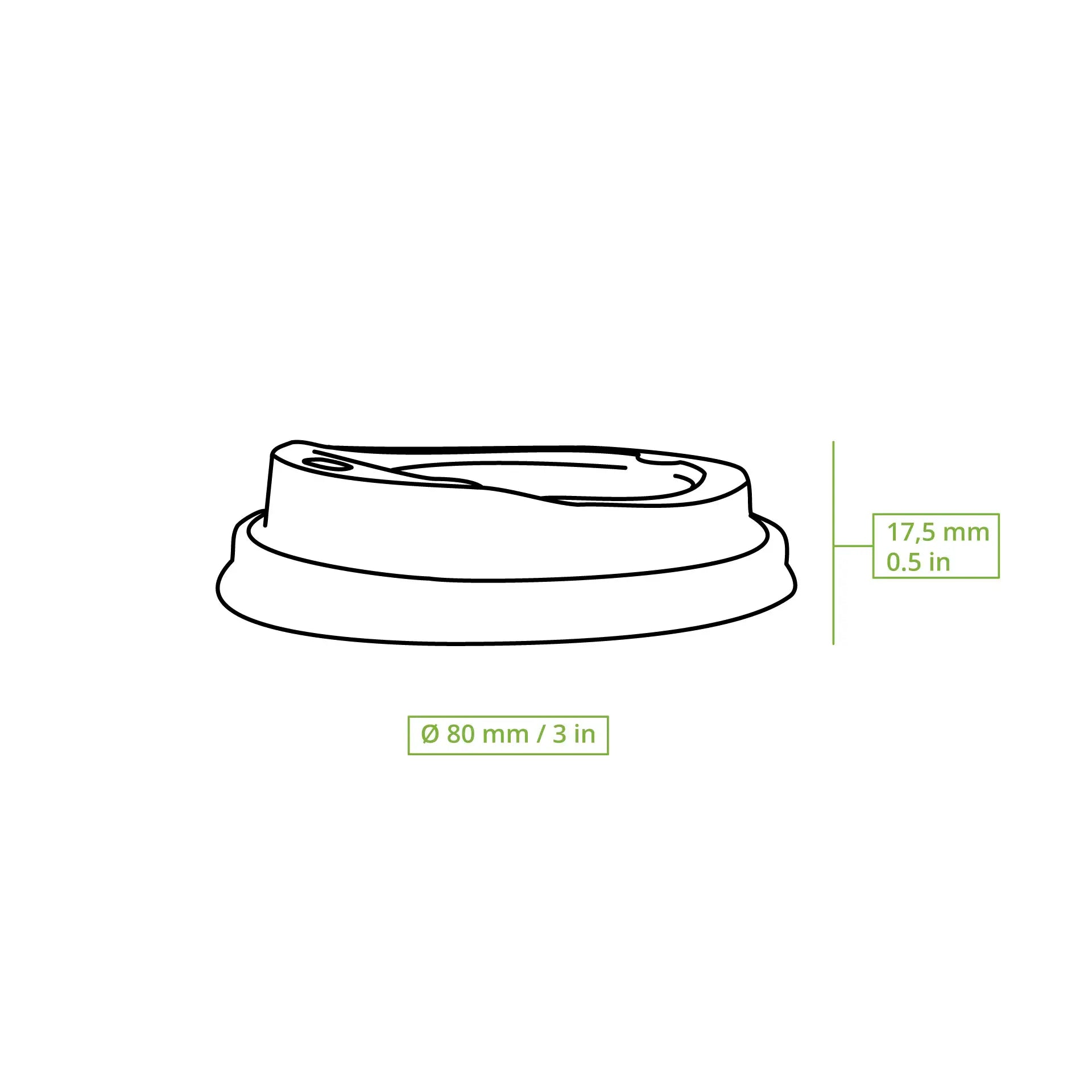 PS lid Ø 80 mm, black, drinking hole