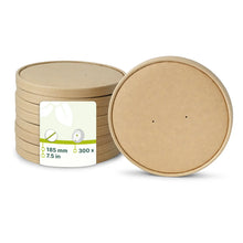 Cardboard lid with membrane (coated) Ø 185 mm, brown, round (for paper bowls)