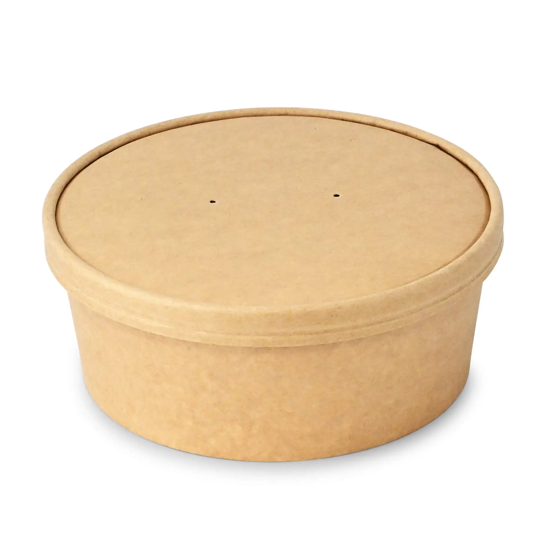 Cardboard lid with membrane (coated) Ø 185 mm, brown, round (for paper bowls)