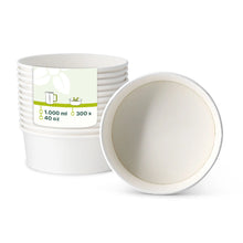 Paper bowls (coated) / Salad bowls 1000 ml, Ø 185 mm, white, round (1300 ml max. volume)
