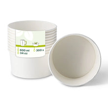 Paper bowls (coated) / Salad bowls 800 ml, Ø 150 mm, white, round (1000 ml max. volume)