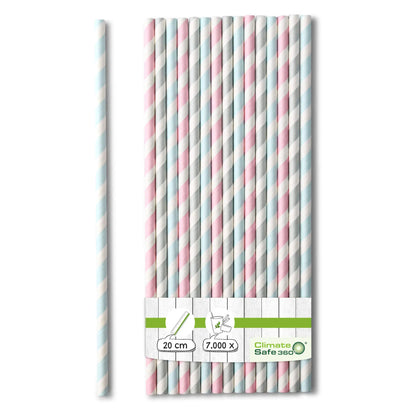 20 cm, Ø 0.6 cm Paper-straws, pastel striped