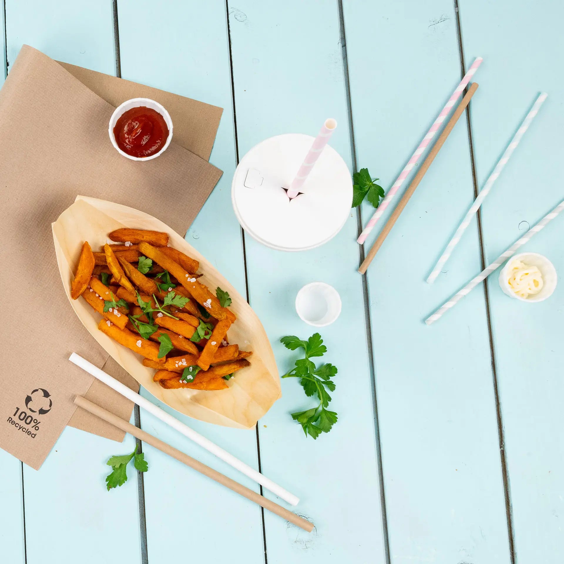 20 cm, Ø 0.6 cm Paper-straws, pastel striped