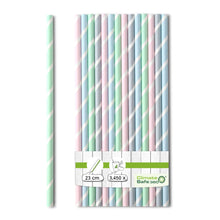 23 cm, Ø 0.8 cm Paper-jumbo-straws, pastel striped