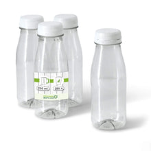 250 ml / 9 oz rPET-bottles, clear, white lid