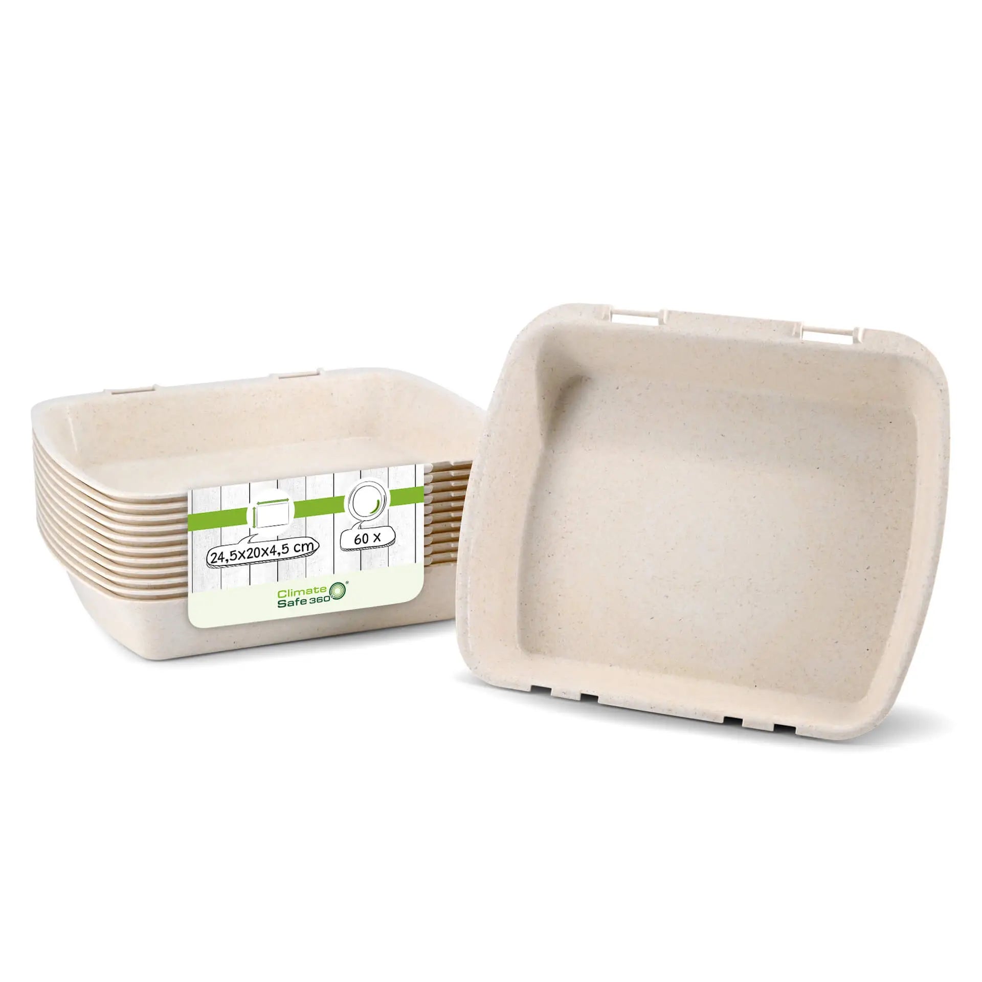 | 2 FOR 1 | Reusable menu-containers merways-Box 24,5 x 20 x 4,5 cm, HP4, cashew / creamy white