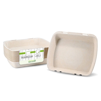 | 2 FOR 1 | Reusable menu-containers merways-Box 24,5 x 20 x 4,5 cm, HP4, cashew / creamy white
