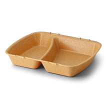 | 2 FOR 1 | Reusable meal containers "merways Box" 24.5 x 20 x 4.5 cm, 2 compartments, HP4/2, caramel / brown