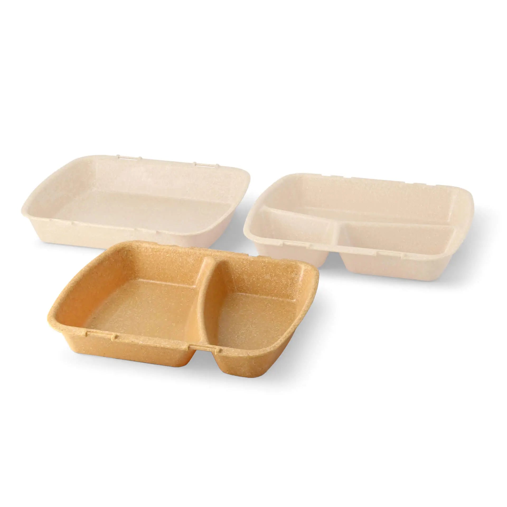 | 2 FOR 1 | Reusable meal containers "merways Box" 24.5 x 20 x 4.5 cm, 2 compartments, HP4/2, caramel / brown