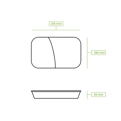 | 2 FOR 1 | Reusable meal containers "merways Box" 24.5 x 20 x 4.5 cm, 2 compartments, HP4/2, spinach / dark green
