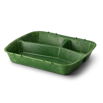 | 2 FOR 1 | Reusable meal container "merways Box" 24.5 x 20 x 4.5 cm, 3 compartments, HP4/3, spinach green / dark green