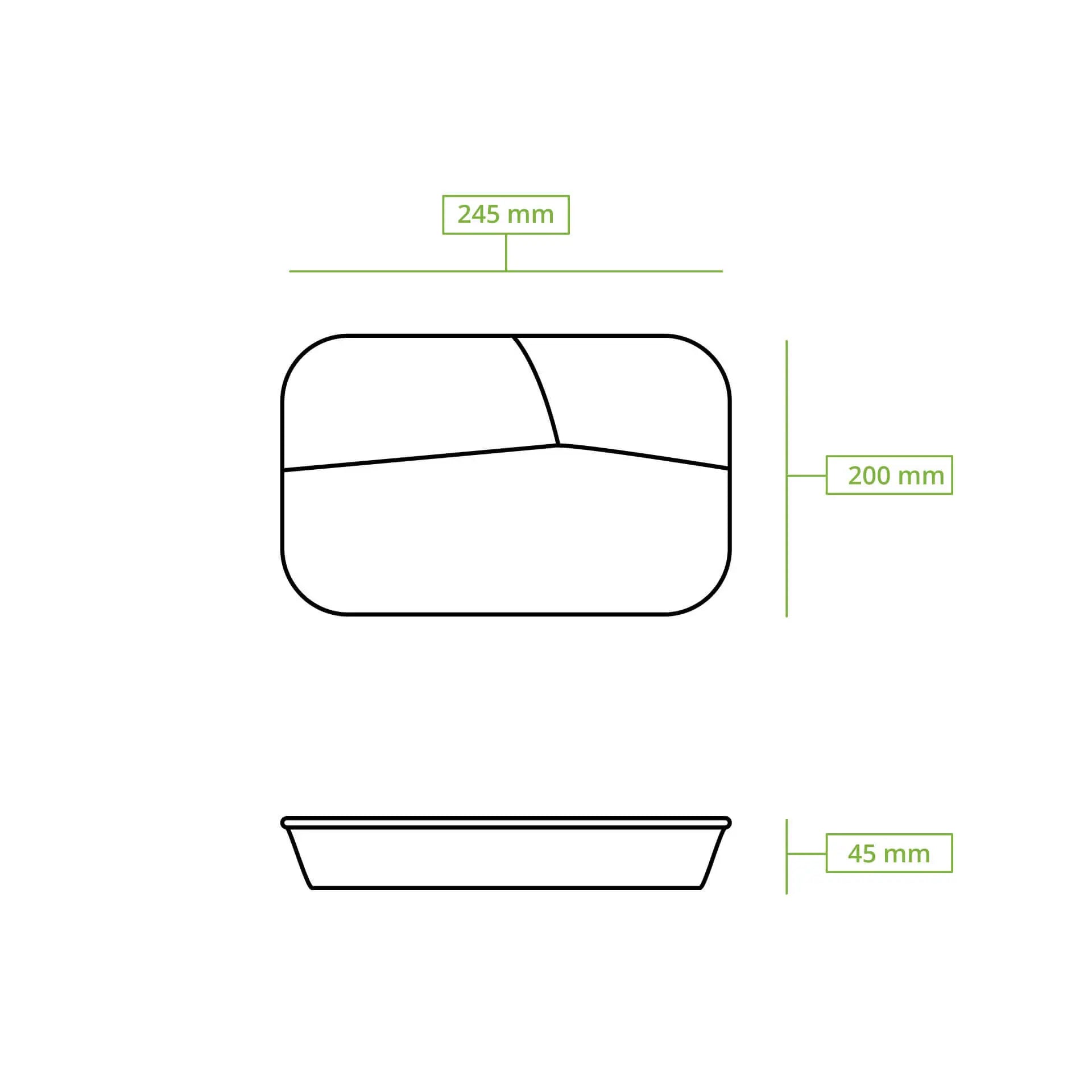 | 2 FOR 1 | Reusable meal container "merways Box" 24.5 x 20 x 4.5 cm, 3 compartments, HP4/3, spinach green / dark green