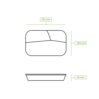 | 2 FOR 1 | Reusable meal container "merways Box" 24.5 x 20 x 4.5 cm, 3 compartments, HP4/3, spinach green / dark green
