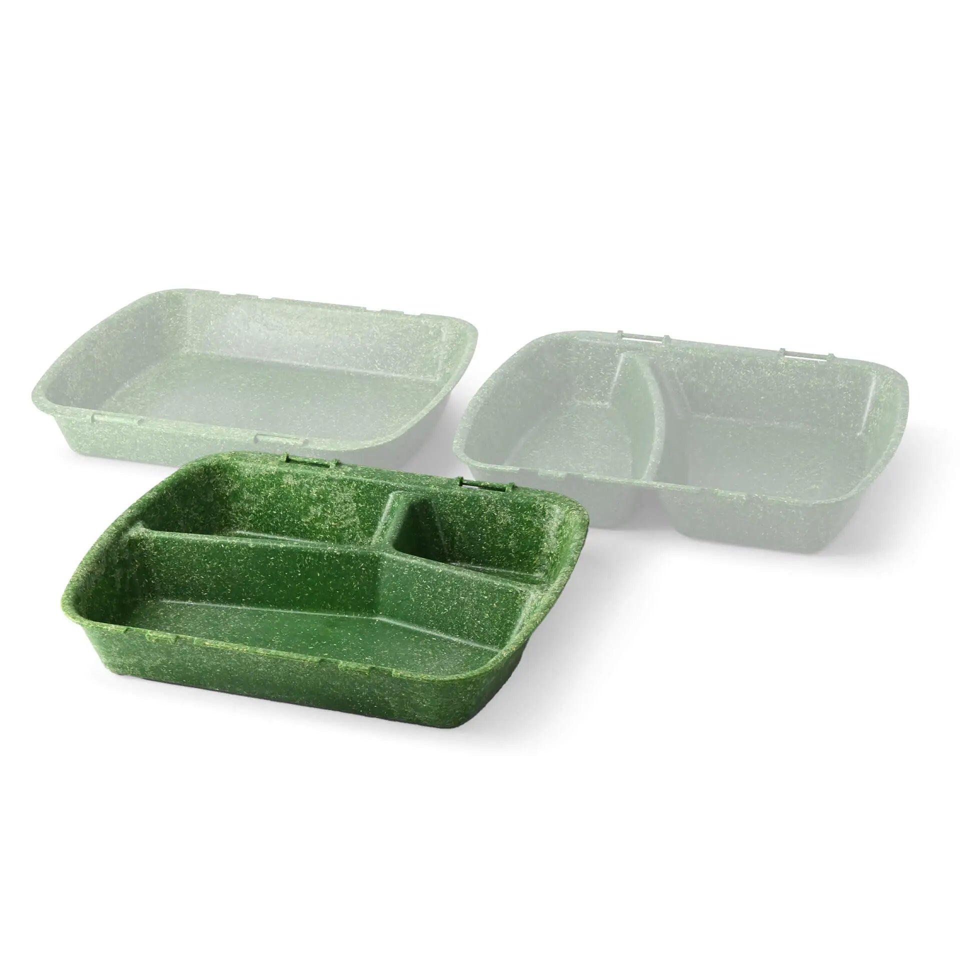 | 2 FOR 1 | Reusable meal container "merways Box" 24.5 x 20 x 4.5 cm, 3 compartments, HP4/3, spinach green / dark green