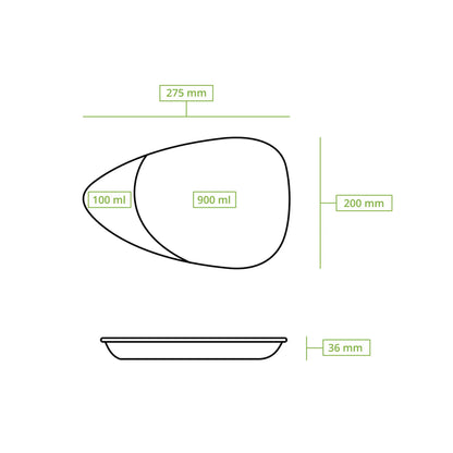 | 2 FOR 1 | Reusable divided plates "merways Plate" 27.5 × 20 × 3.5 cm, 2 compartments, teardrop, caramel / brown