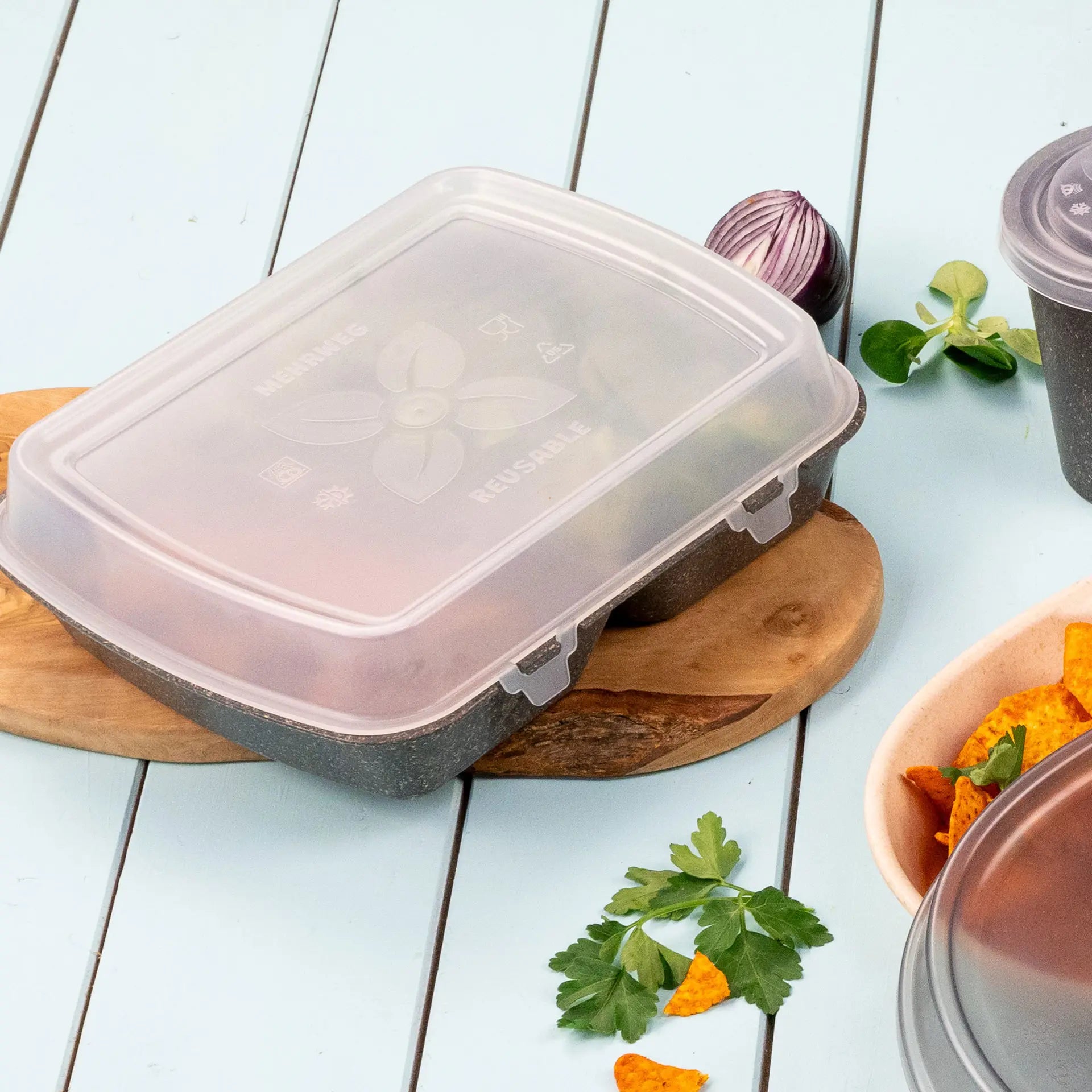 Reusable lids "merways Box" 24.5 x 20 x 4.5 cm, PP, transparent