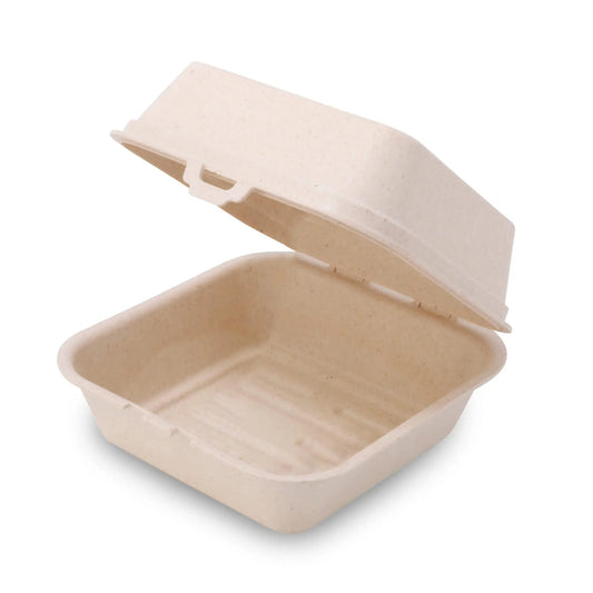 Reusable burger boxes "merways Box" 16 x 15 x 8.5 cm, cashew / creamy white