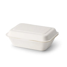 Sugarcane food containers 18.5 x 13 x 6.5 cm, hinged-lid, rectangular