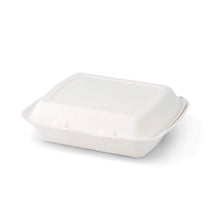 Sugarcane-menu containers 25 x 20 x 7.5 cm, 3 compartments, HP4/3,  hinged-lid, rectangular