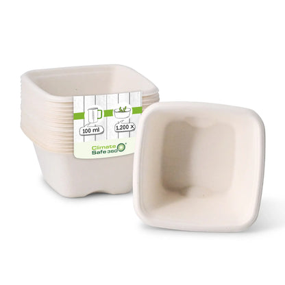 Bagasse portion cups, 100 ml, 80 x 80 x 37 mm, square