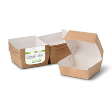 Takeaway burger box 11 x 11 x 8 cm, kraft-white