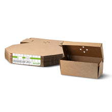 Takeaway double burger box 24.4 x 12.2 x 10.2 cm, kraft, collapsible