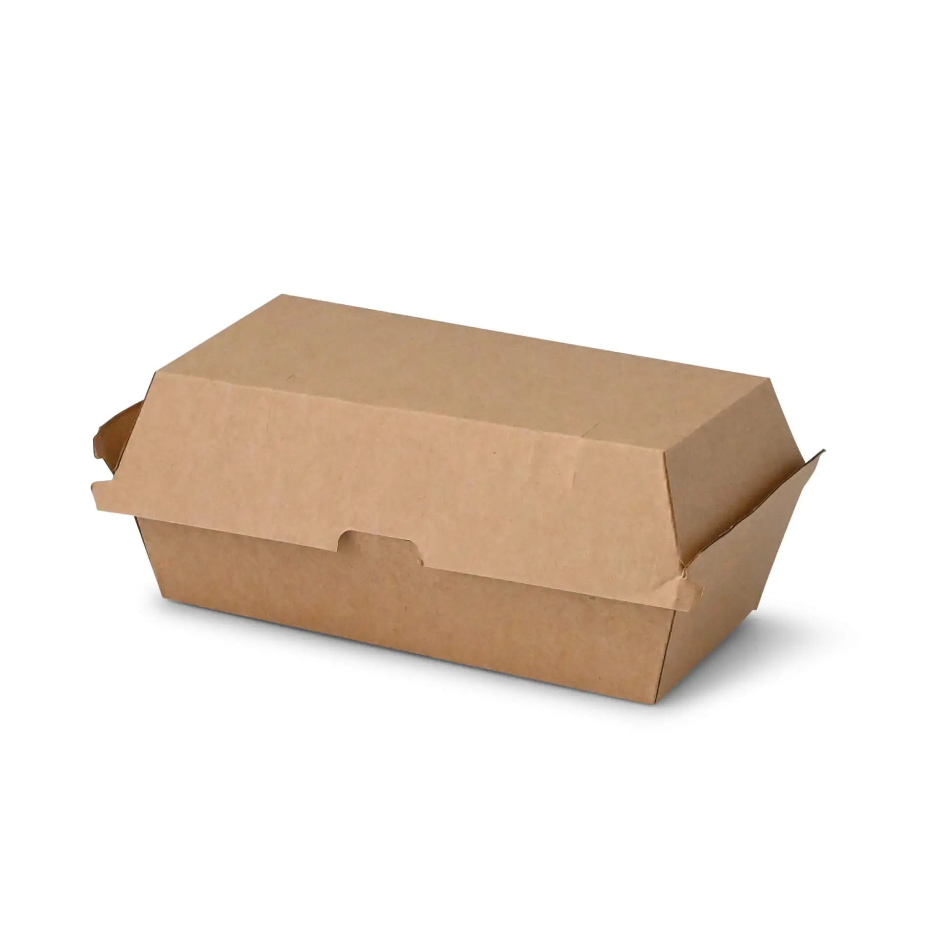 Food boxes with hinged lid, 21.4 x 11.4 x 8.5 cm, kraft board