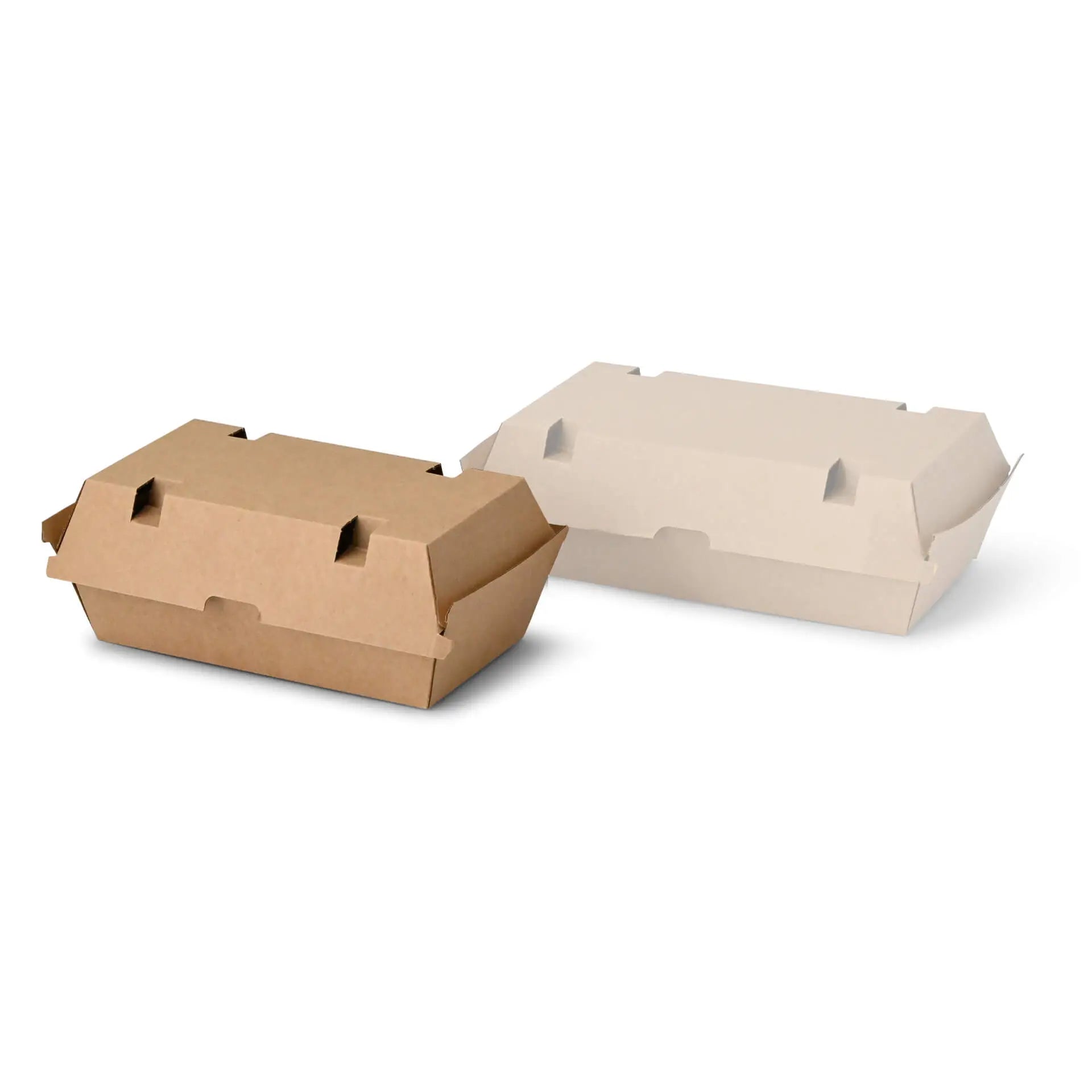 Food boxes with hinged lid, 21.4 x 11.4 x 8.5 cm, kraft board