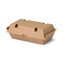 Food box with hinged lid, 24.8 x 13 x 7.5 cm, kraft
