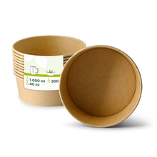 Cardboard Bowl / Salad Bowl 1000 ml, Ø 185 mm, brown, round