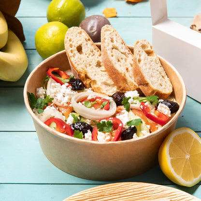 Cardboard Bowl / Salad Bowl 1000 ml, Ø 185 mm, brown, round