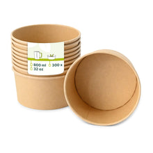 Paper-bowls (premium) 800 ml, Ø 150 mm, brown, round