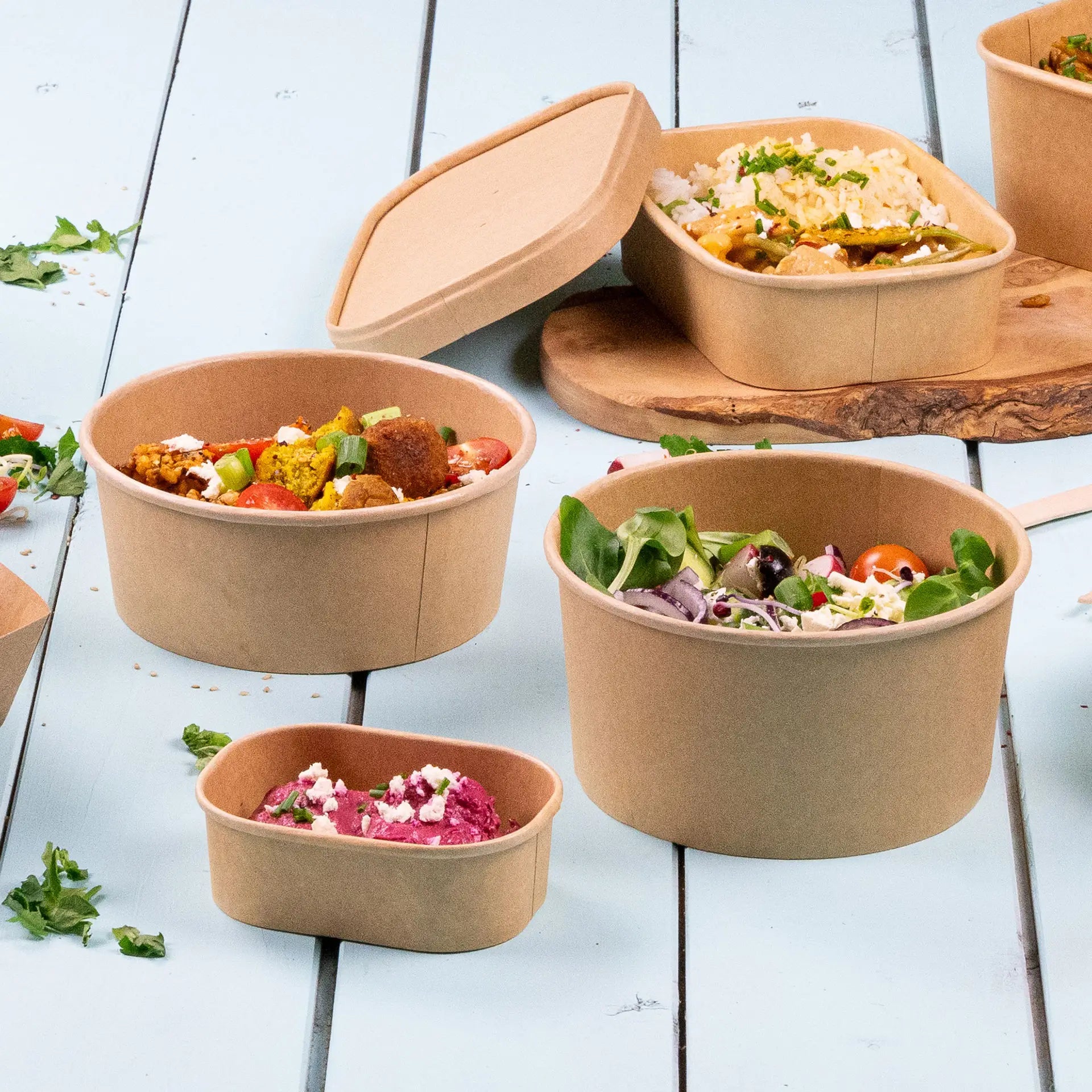 Paper-bowls (premium) 800 ml, Ø 150 mm, brown, round