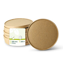 Cardboard-membrane lids Ø 185 mm, brown, PLA-coated