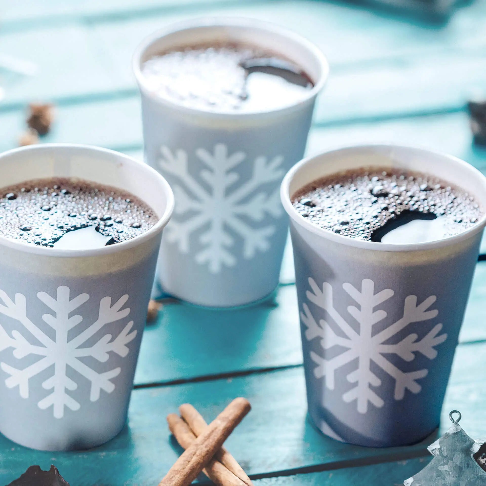 12 oz Paper cup Winter "Snowflake" , Ø 90 mm, grey